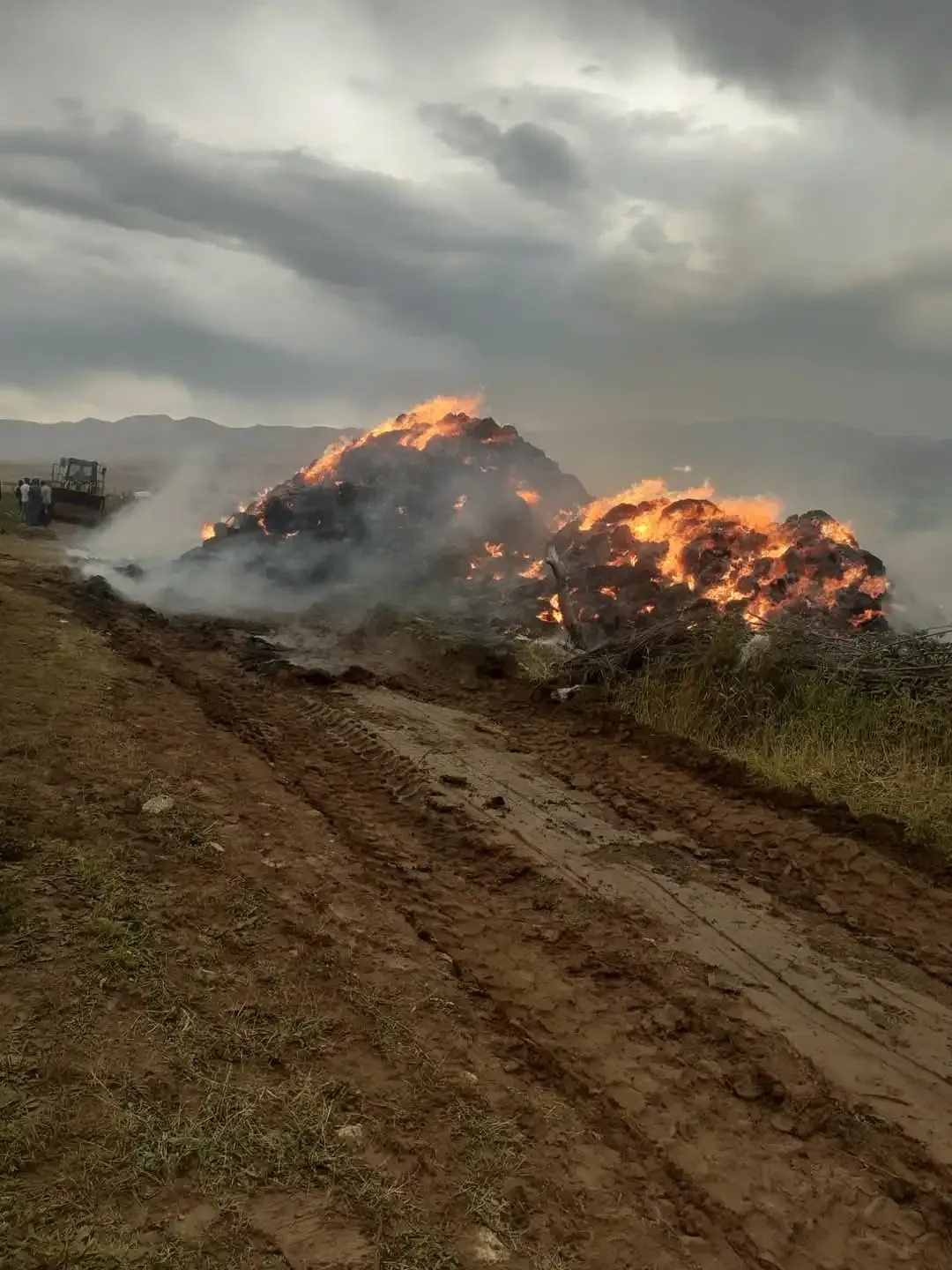 Çat'ta yıldırım düştü, otluk alanda yangın çıktı